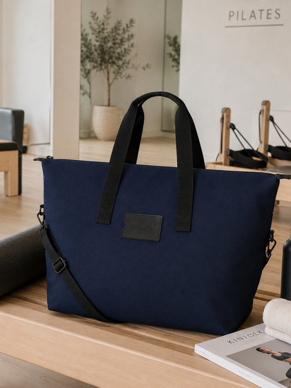 Giorgio Armani Navy Unisex Weekender Travel Tote Duffel Bag Shoulder Crossbody - Picture 2 of 6